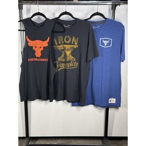 Under Armour Project Rock Shirt Mens Bull Graphic USA Gym Tee Tank Top Lot of 3
